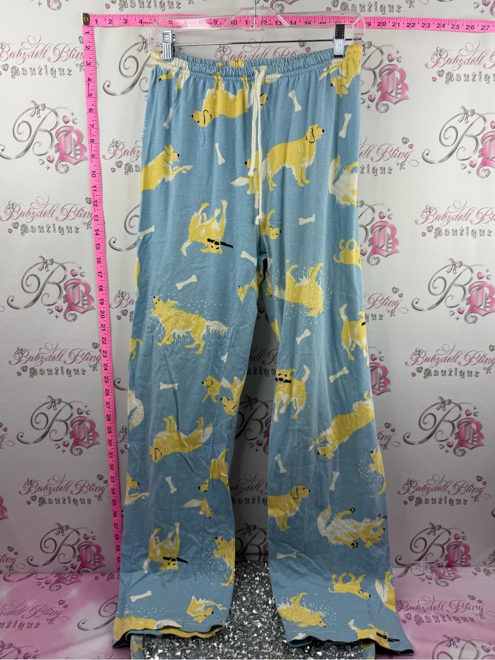 HATLEY pants puppy dog cute Blue & Yellow Dog Print bone Pajama Bottoms